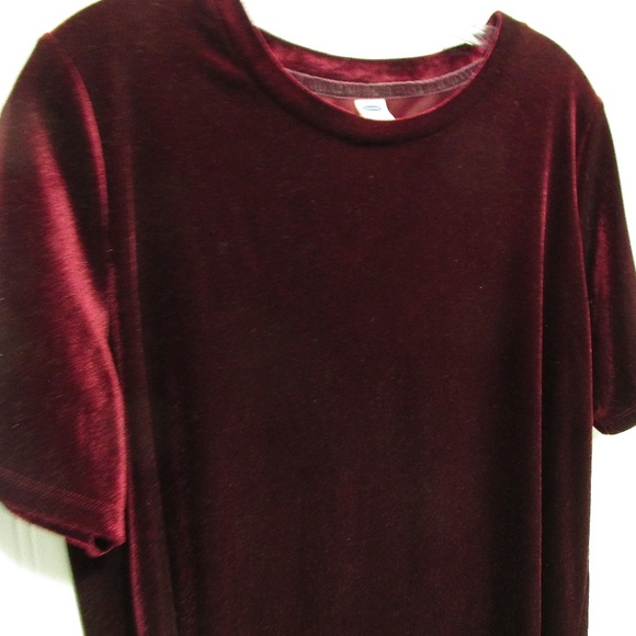 Vintage Old Navy Burgundy Velvet Tee, Size M - Picture 1 of 4